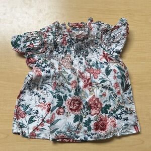 Janie and Jack Floral Blouse in Red and Green